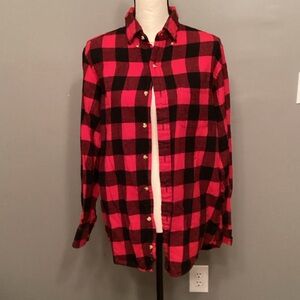 BOCA Red and Black Plaid Men's M Casual Button Down Shirt EUC